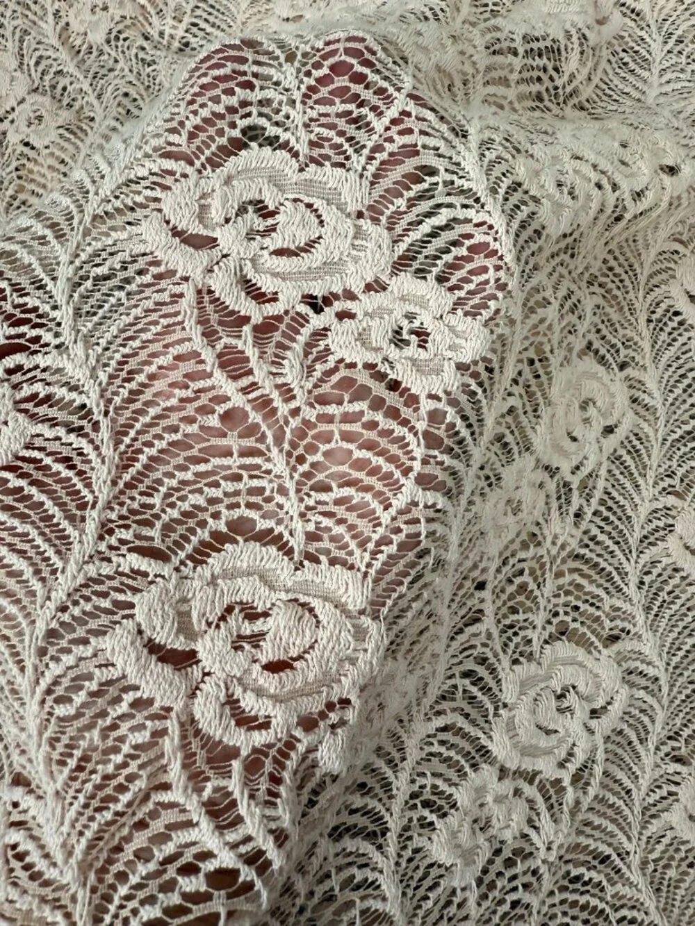 No Boundaries Floral Lace Maxi Skirt Juniors XL Peach Pink Boho Fairy Lined Knit